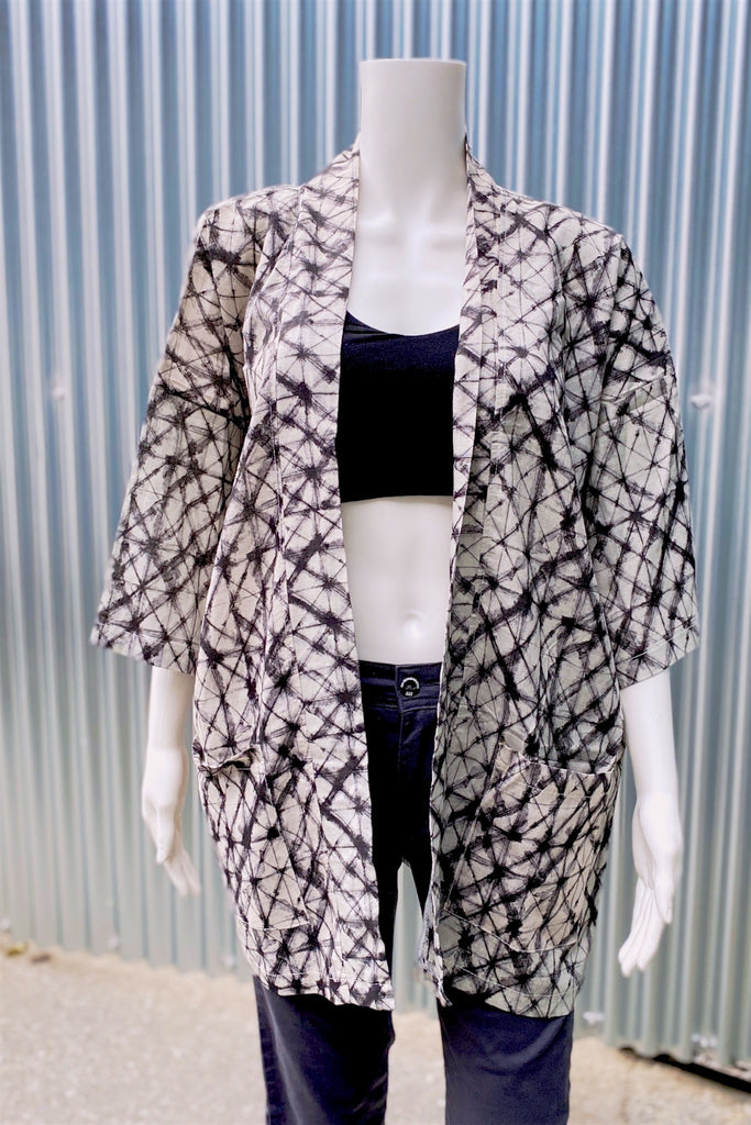 Modern Kimono Cardigan | Soft Geometric - 3/4 sleeves, cardigan, clothing, comfy, ethnic, fun, geometric, graphic pattern, jacket, Kimono, new, new clothing, PATTERN, soft, tie dyed - Wander Emporium