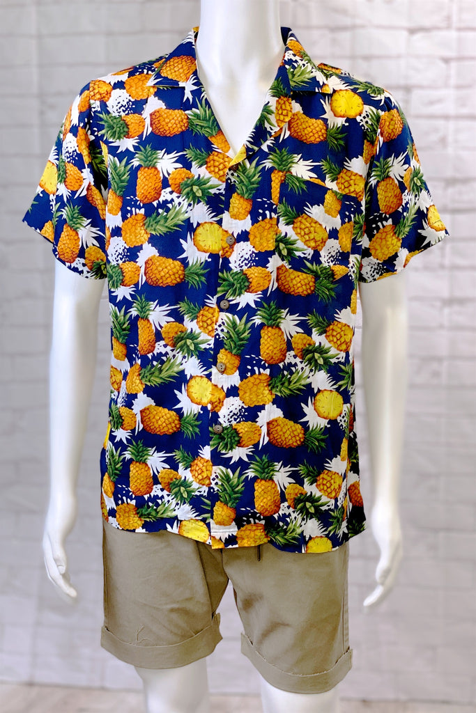 Hawaiian Button-ups - button up, floral, Hawaii, Hawaiian, Hawaiian vibes, Pineapples, short sleeves, Tropical - Wander Emporium