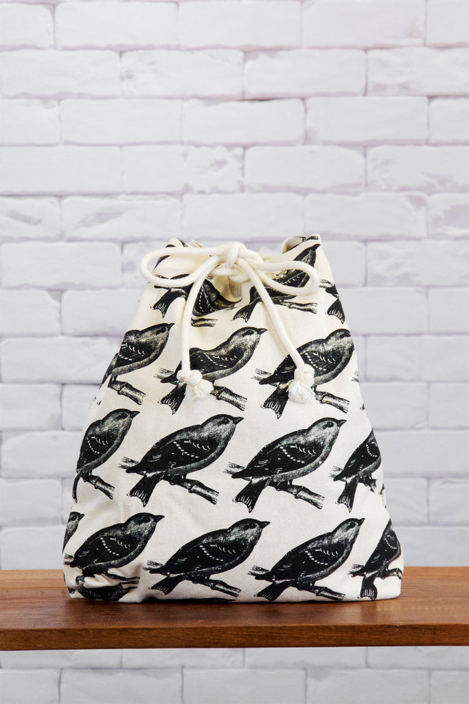 Backpack | Warblers - backpack, bird, birds, black and white, book bag, canvas, day bag, day pack, hand printed, pack, regular backpack, warbler, warblers - Wander Emporium