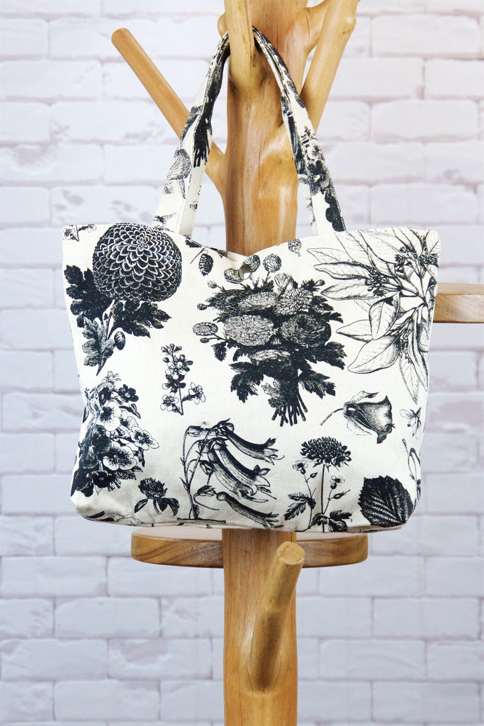 Handbag | Wild Flowers - bag, handbag, nature, Shopper, small, snap button, Tote, tote bag, wild, wild flowers - Wander Emporium