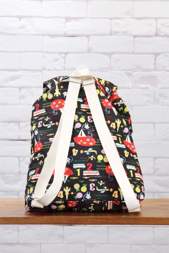 Fun Graphic Backpack | Pull-Tie - backpack, book bag, cool, day bag, day pack, everyday, graphic pattern, PATTERN, regular backpack, unisex - Wander Emporium