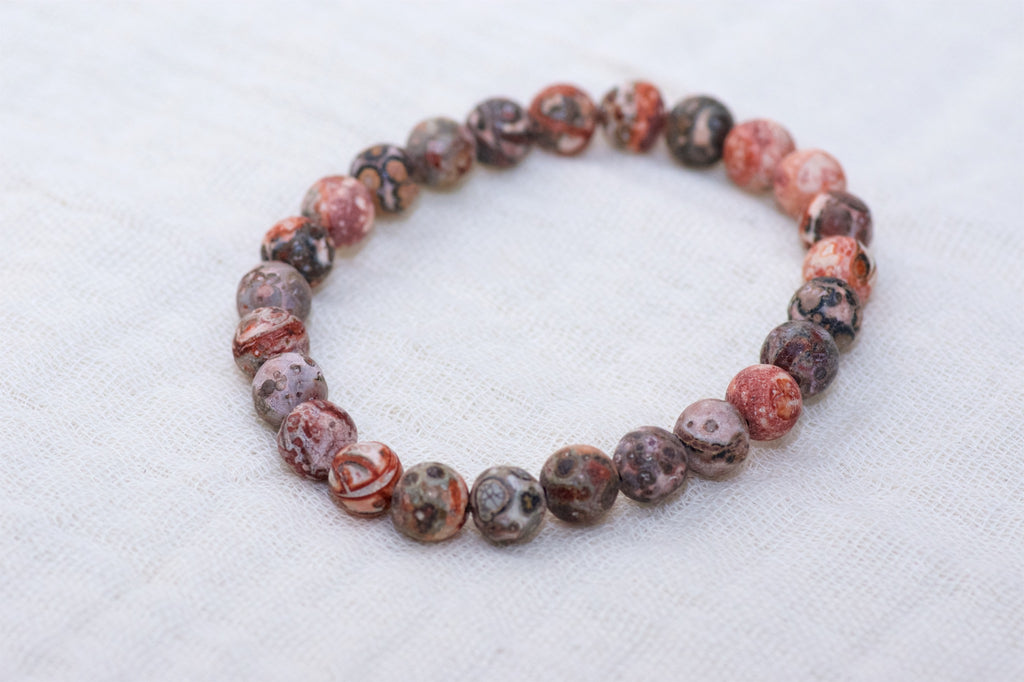 Stone Bracelet | Leopardskin Jasper Matt - beaded bracelets, Bracelet, crystals, healing stones, jasper, rhyolite, stone - Wander Emporium