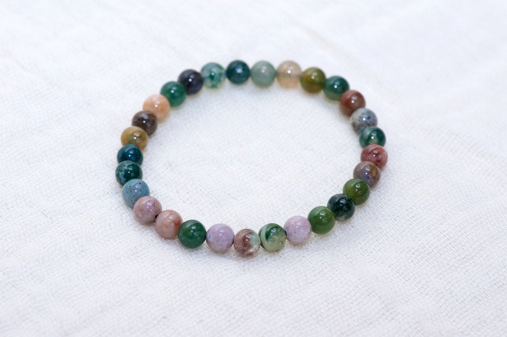 Stone Bracelet | India Agate Dark - agate, beaded bracelets, Bracelet, crystals, healing stones, india agate, stone - Wander Emporium