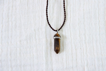 Tiger's Eye Point Necklace - grounding, healing stones, jewelry, necklace, small, tiger, Tiger eye - Wander Emporium