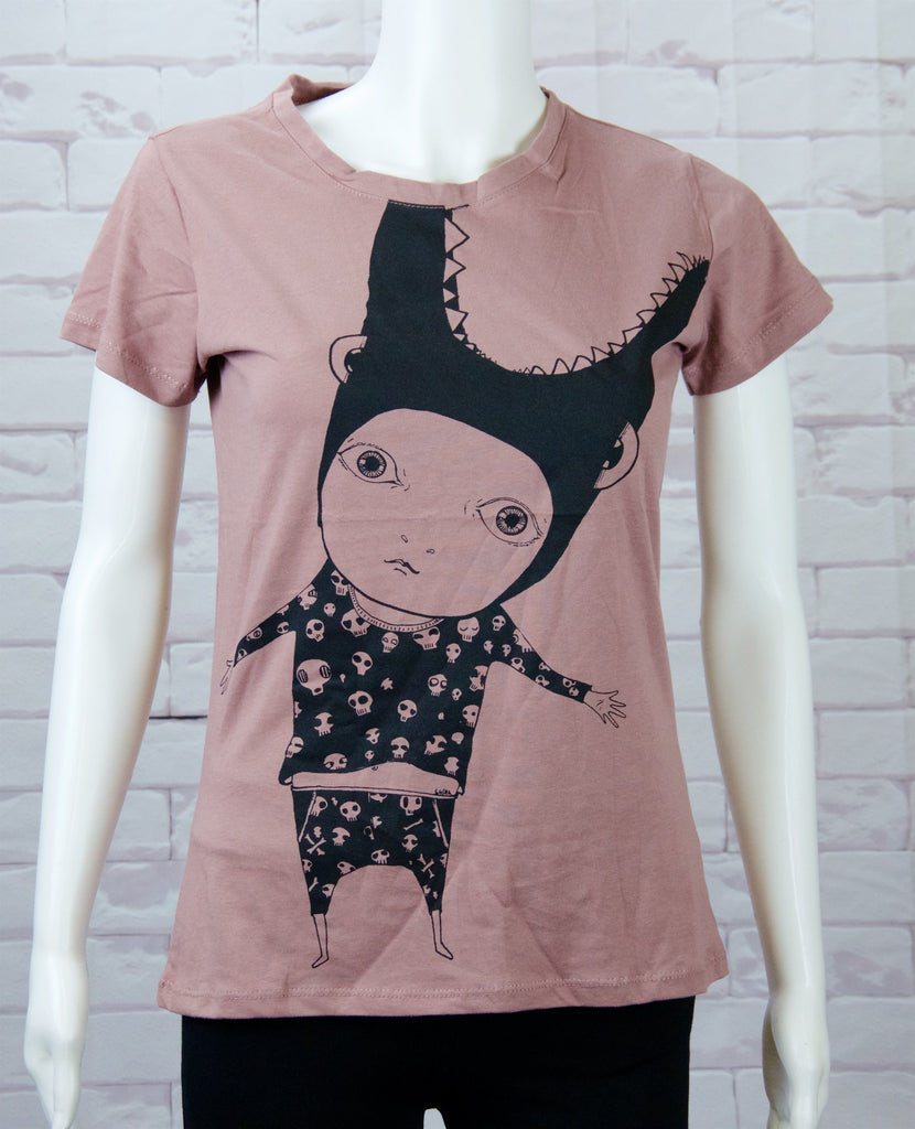 Fitted T-shirt - crocodile, fitted, girl, girls, nature, pjs, skull, top, tshirt - Wander Emporium