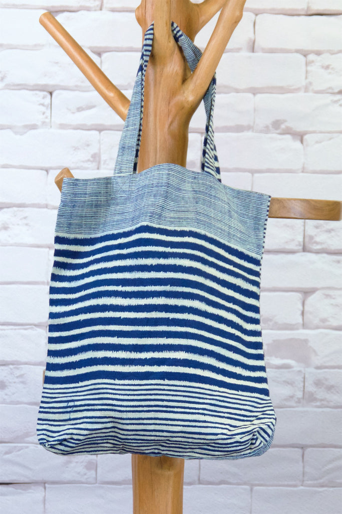 Indigo Tote - bag, beach bag, book bag, day bag, Hand made, Indigo, lunch bag, tote bag - Wander Emporium