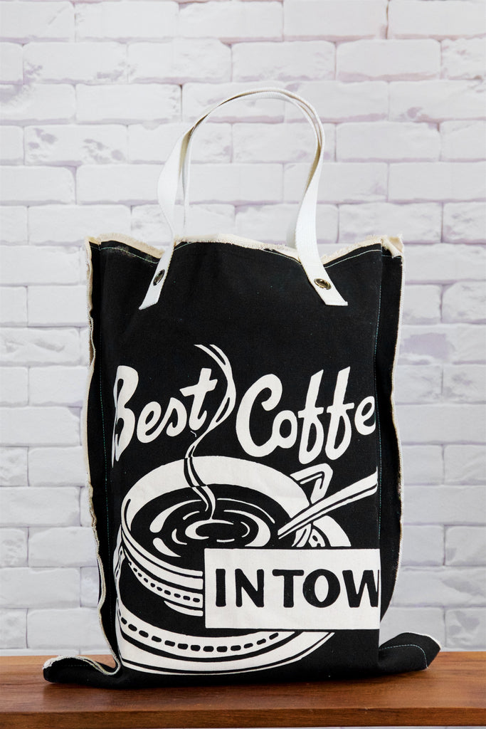 XL Tote Bag | Coffee - bag, beach bag, best coffee, black and white, canvas, canvas tote, coffee, cup of joe, cuppa, drawing, hand printed, Large, laundry bag, morning coffee, Shopper, Tote, tote bag, travel, XL tote - Wander Emporium