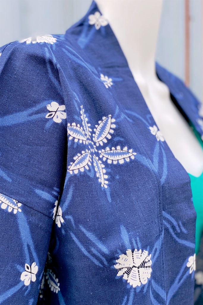 Modern Kimono Cardigan | Blue - 3/4 sleeves, Boho, cardigan, clothing, comfy, ethnic, flowers, fun, graphic pattern, jacket, Kimono, new, new clothing, PATTERN, soft - Wander Emporium