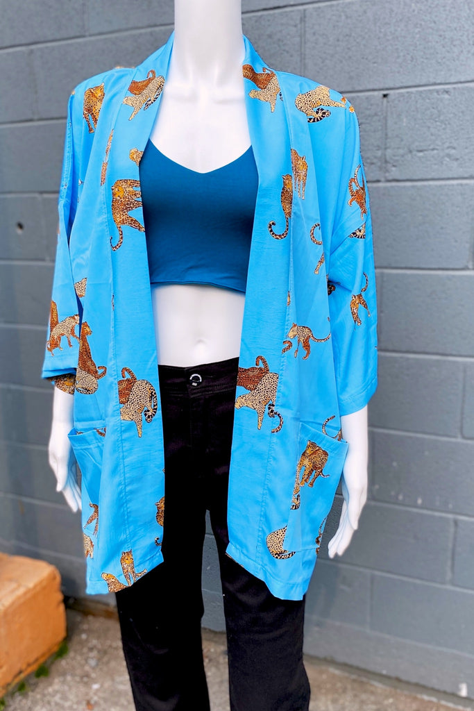 Modern Kimono Cardigan | Leopard - 3/4 sleeves, Boho, cardigan, clothing, comfy, ethnic, fun, graphic pattern, jacket, Kimono, leopard, new, new clothing, PATTERN, soft - Wander Emporium