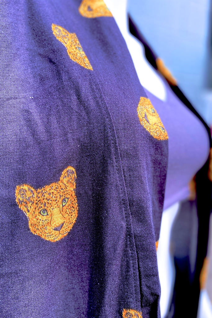 Modern Kimono Cardigan | Leopard - 3/4 sleeves, black, Boho, cardigan, clothing, comfy, ethnic, fun, graphic pattern, jacket, Kimono, leopard, new, new clothing, PATTERN, soft - Wander Emporium