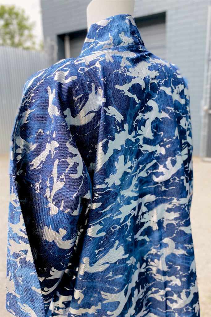 Modern Kimono Cardigan | Jean Silver - 3/4 sleeves, Camo, cardigan, clothing, comfy, ethnic, fun, graphic, graphic pattern, jacket, Jean, Kimono, new, new clothing, PATTERN, Silver - Wander Emporium