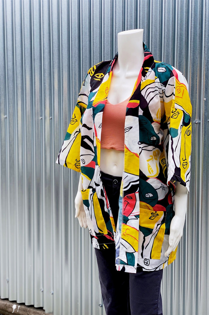 Modern Kimono Cardigan | Monoline - 3/4 sleeves, Camo, cardigan, clothing, comfy, ethnic, fun, graphic, graphic pattern, jacket, Kimono, monoline, new, new clothing, PATTERN - Wander Emporium