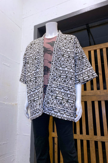 Modern Kimono Cardigan | Woven Pattern - 3/4 sleeves, Boho, cardigan, clothing, comfy, ethnic, fun, graphic pattern, jacket, Kimono, new, new clothing, PATTERN, soft, woven - Wander Emporium