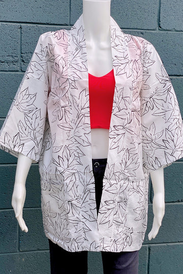 Modern Kimono Cardigan | Leaves - 3/4 sleeves, cardigan, clothing, comfy, ethnic, flowers, fun, graphic pattern, jacket, Kimono, leaves, new, new clothing, PATTERN - Wander Emporium