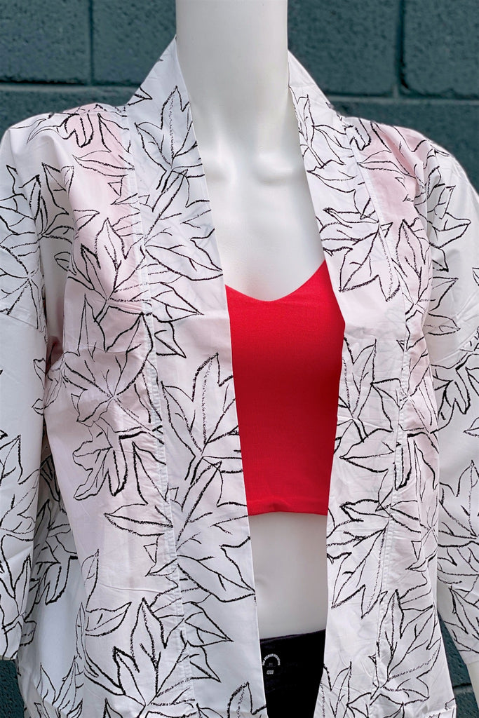 Modern Kimono Cardigan | Leaves - 3/4 sleeves, cardigan, clothing, comfy, ethnic, flowers, fun, graphic pattern, jacket, Kimono, leaves, new, new clothing, PATTERN - Wander Emporium