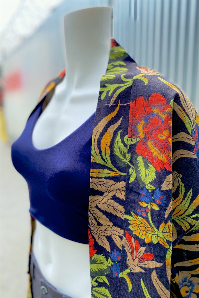 Modern Kimono Cardigan | Flowers - 3/4 sleeves, cardigan, clothing, comfy, ethnic, flowers, fun, graphic pattern, jacket, Kimono, new, new clothing, PATTERN - Wander Emporium