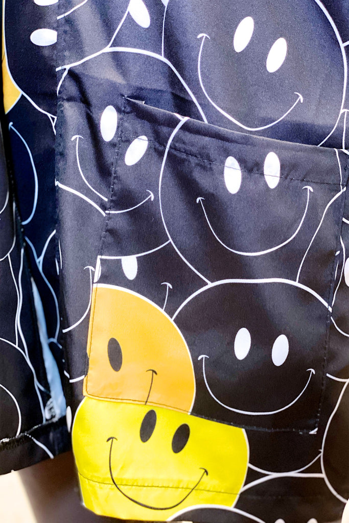 Modern Kimono Cardigan | Smile - 3/4 sleeves, Boho, cardigan, clothing, comfy, ethnic, fun, graphic pattern, jacket, Kimono, new, new clothing, PATTERN, smile, smiley face, soft, woven - Wander Emporium