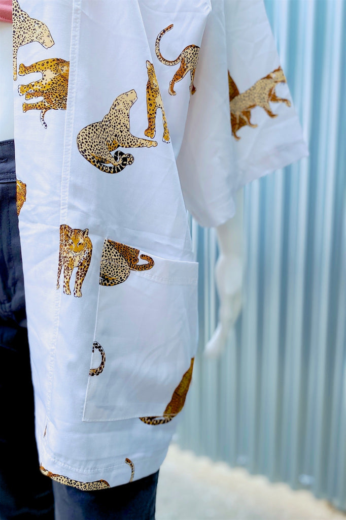 Modern Kimono Cardigan | Leopard - 3/4 sleeves, cardigan, clothing, comfy, ethnic, fun, graphic pattern, jacket, Kimono, leopard, new, new clothing, PATTERN - Wander Emporium