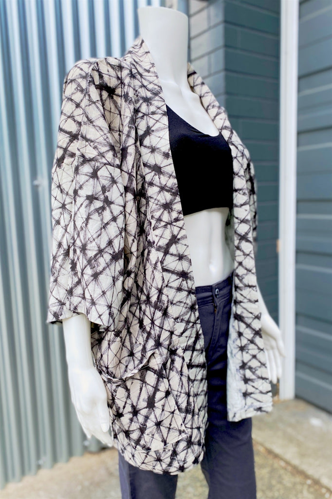 Modern Kimono Cardigan | Soft Geometric - 3/4 sleeves, cardigan, clothing, comfy, ethnic, fun, geometric, graphic pattern, jacket, Kimono, new, new clothing, PATTERN, soft, tie dyed - Wander Emporium