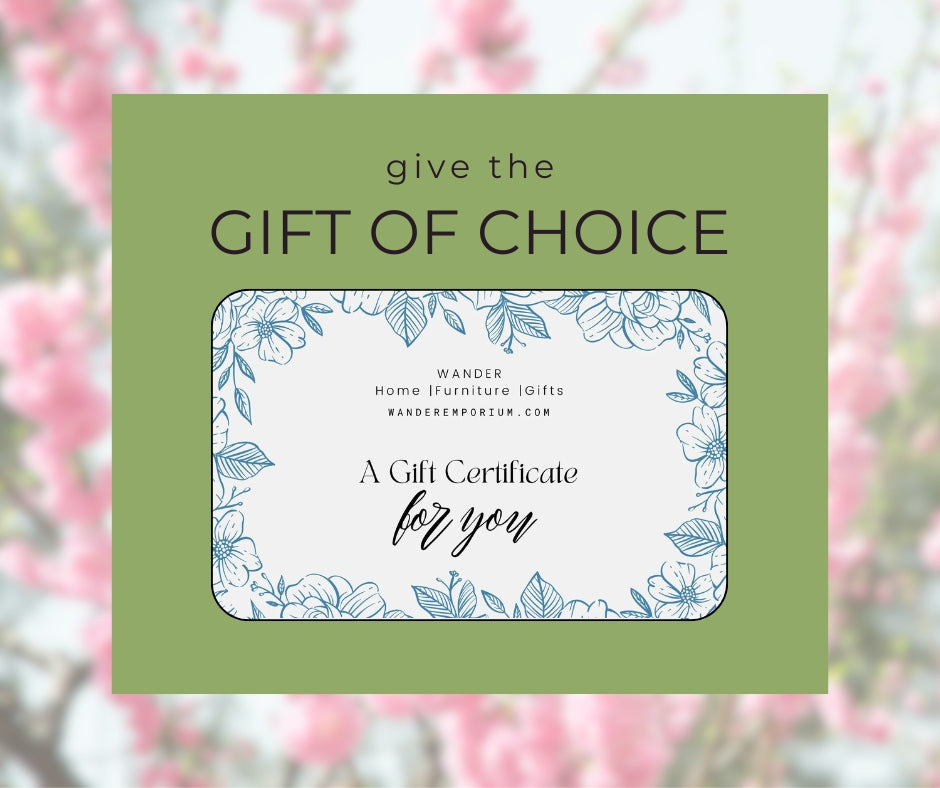 gift certificate worth $25, $50 or $100. redeemable online 