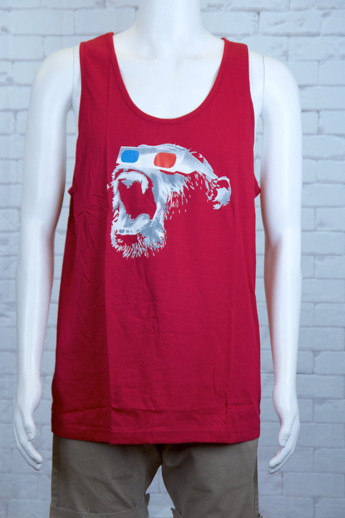 Tank Top | 3D Monkey - 3d glasses, aqua, black, colours, graphic, green, man, men, monkey, red, see no evil, Tank Top, teal, unisex, world - Wander Emporium