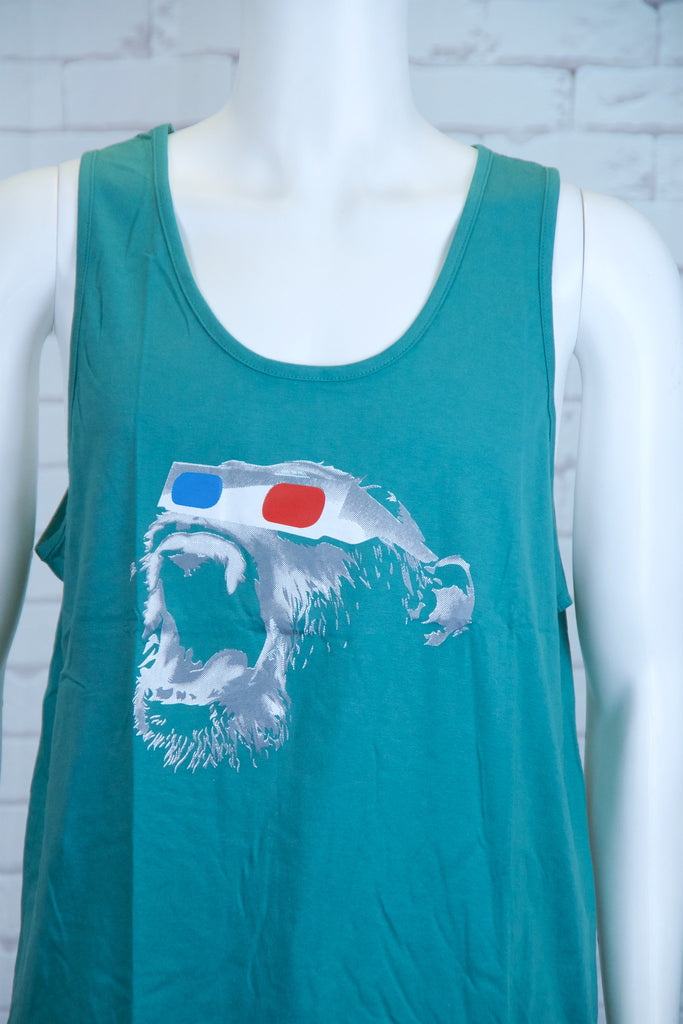 Tank Top | 3D Monkey - 3d glasses, aqua, black, colours, graphic, green, man, men, monkey, red, see no evil, Tank Top, teal, unisex, world - Wander Emporium