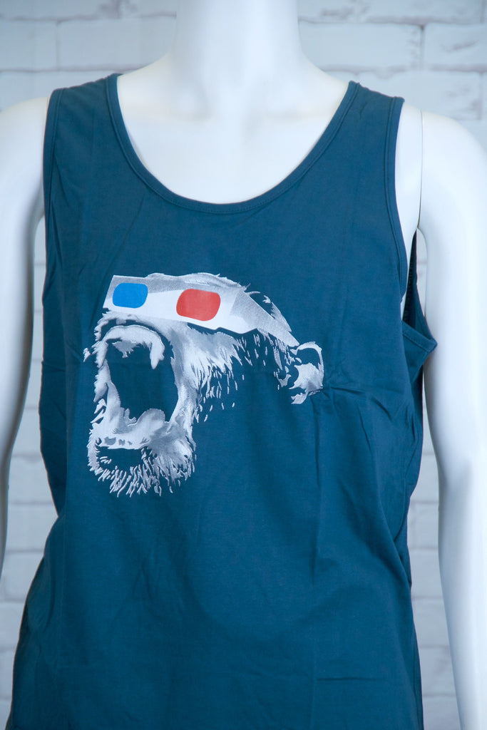 Tank Top | 3D Monkey - 3d glasses, aqua, black, colours, graphic, green, man, men, monkey, red, see no evil, Tank Top, teal, unisex, world - Wander Emporium
