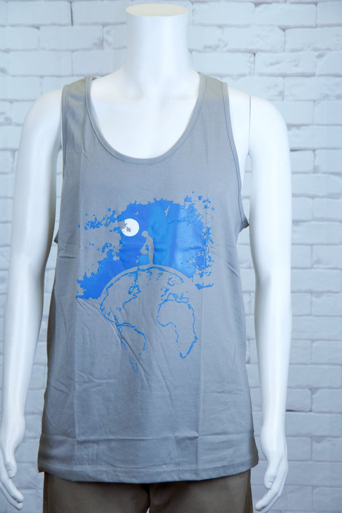 Tank Top | Only one earth - aqua, black, colours, graphic, green, man, men, monkey, red, save the earth, see no evil, Tank Top, teal, tv, unisex, world - Wander Emporium