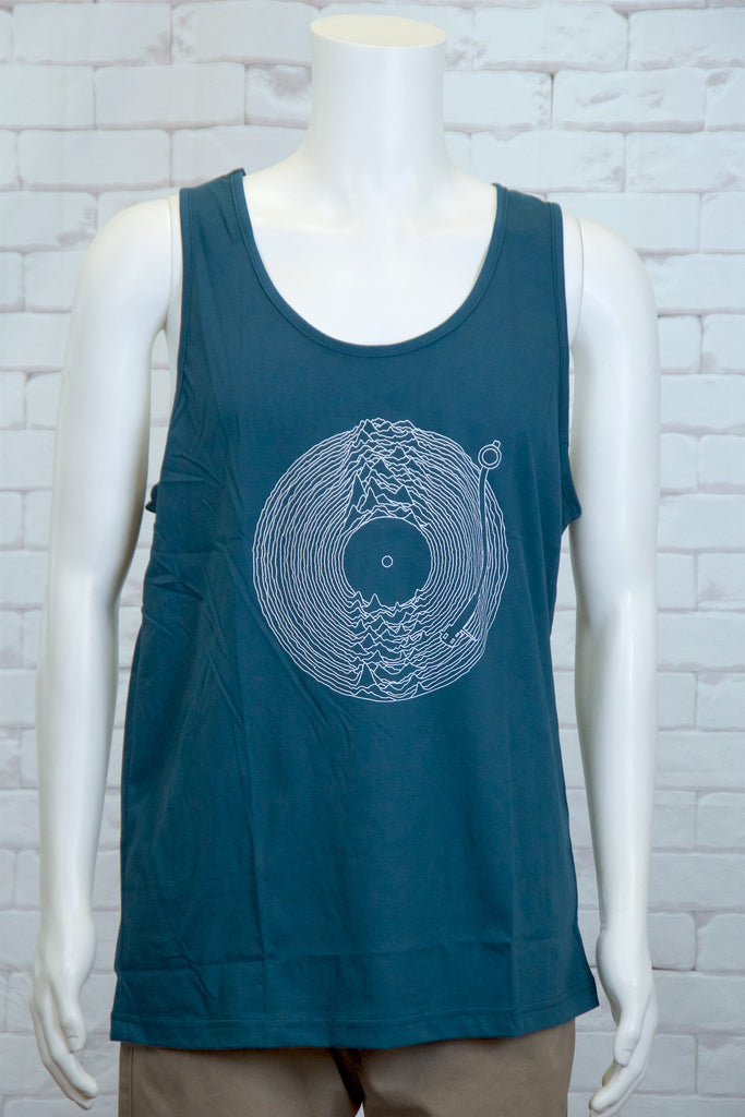 Tank Top | Record Player - aqua, beach, beach vibes, black, colours, graphic, green, man, men, record player, records, red, Tank Top, teal, unisex, world - Wander Emporium
