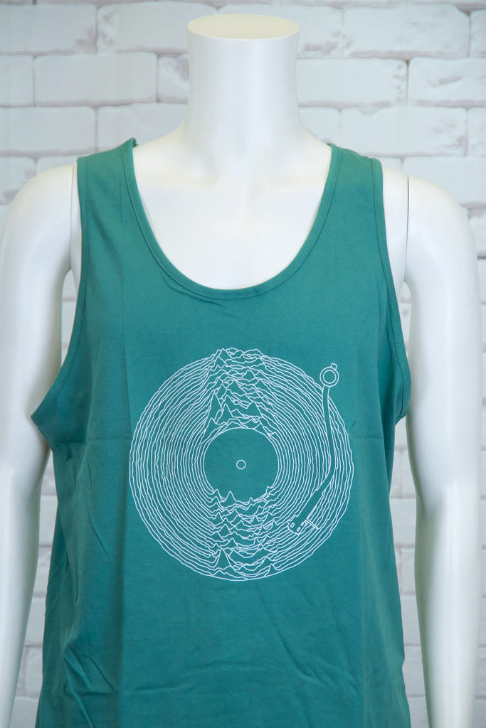 Tank Top | Record Player - aqua, beach, beach vibes, black, colours, graphic, green, man, men, record player, records, red, Tank Top, teal, unisex, world - Wander Emporium