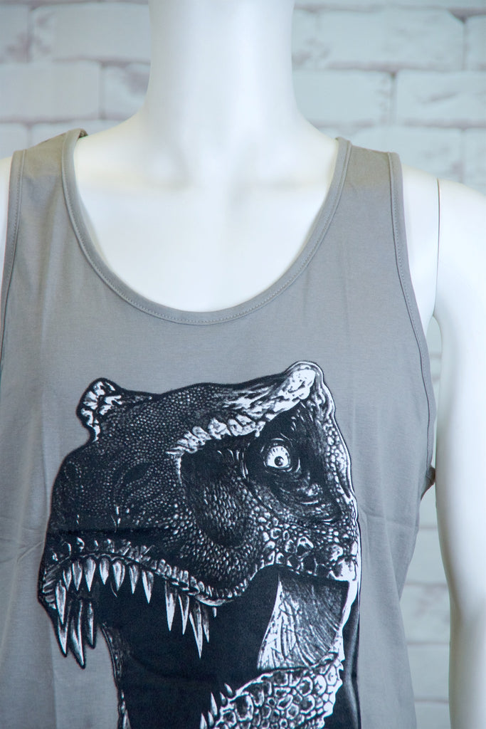 Tank Top | T-Rex - aqua, beach, beach vibes, black, colours, graphic, green, man, men, red, T-rex, Tank Top, teal, unisex, world - Wander Emporium