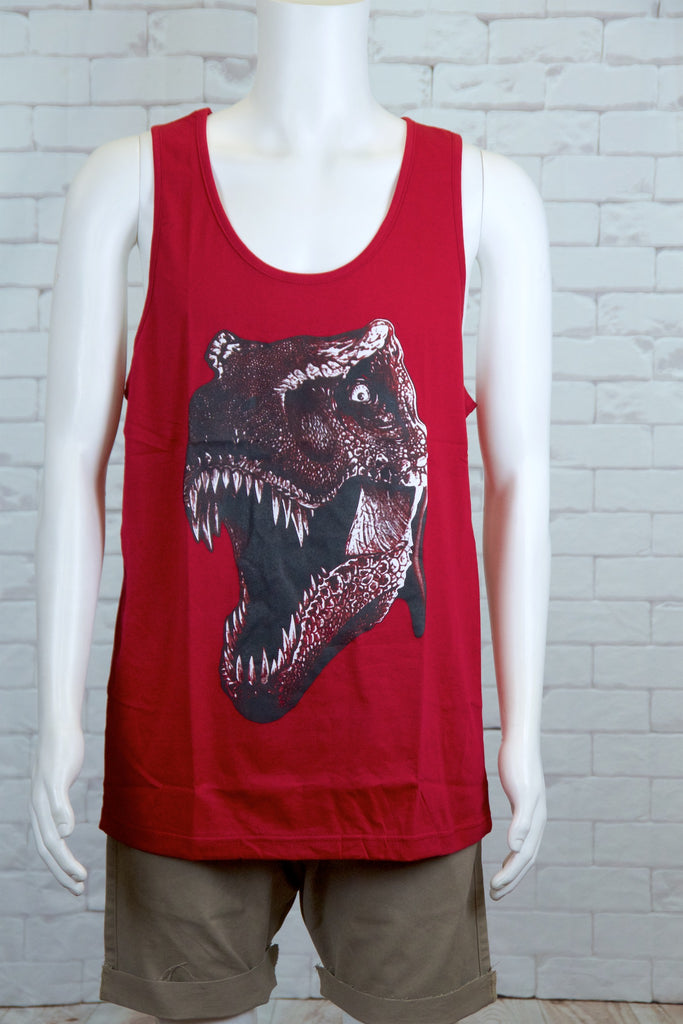Tank Top | T-Rex - aqua, beach, beach vibes, black, colours, graphic, green, man, men, red, T-rex, Tank Top, teal, unisex, world - Wander Emporium
