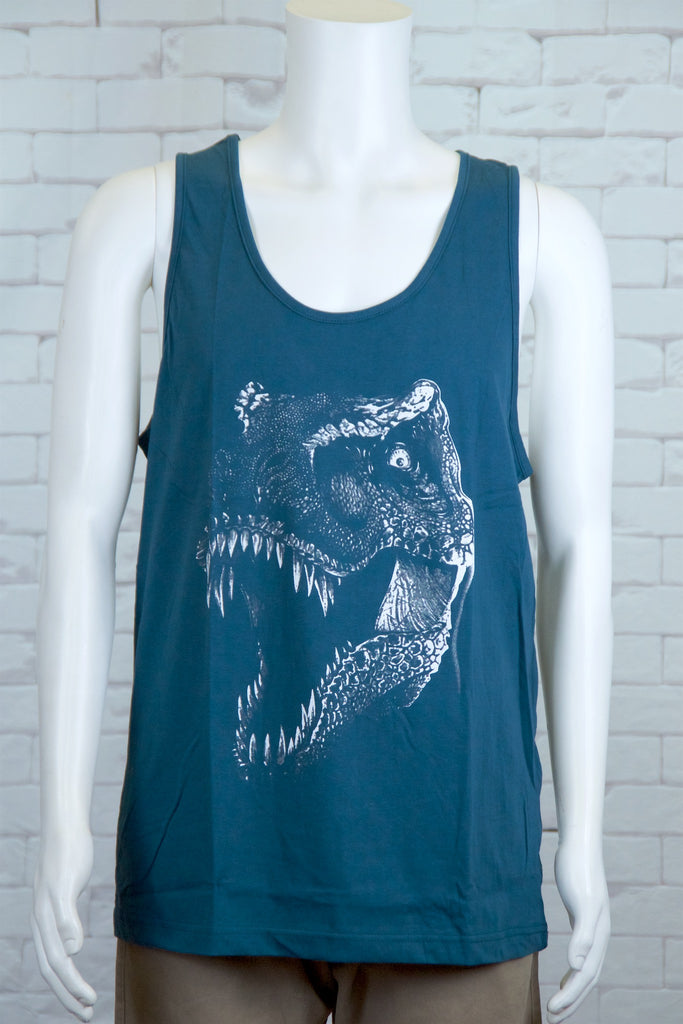 Tank Top | T-Rex - aqua, beach, beach vibes, black, colours, graphic, green, man, men, red, T-rex, Tank Top, teal, unisex, world - Wander Emporium