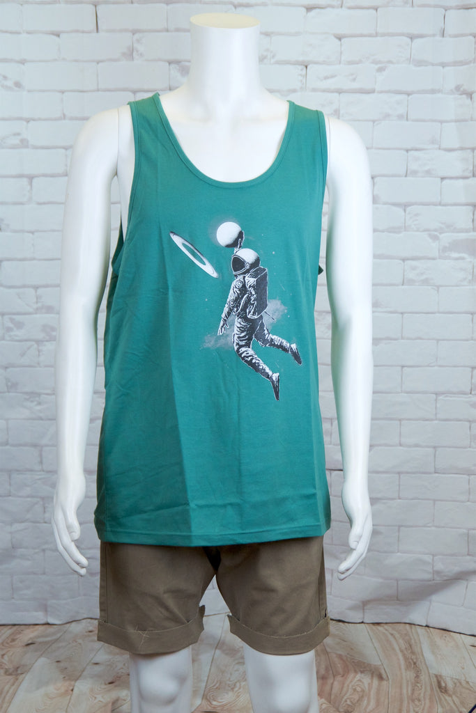 Tank Top | Space Basketball - aqua, beach, beach vibes, black, colours, graphic, green, man, men, red, Tank Top, teal, unisex, world - Wander Emporium