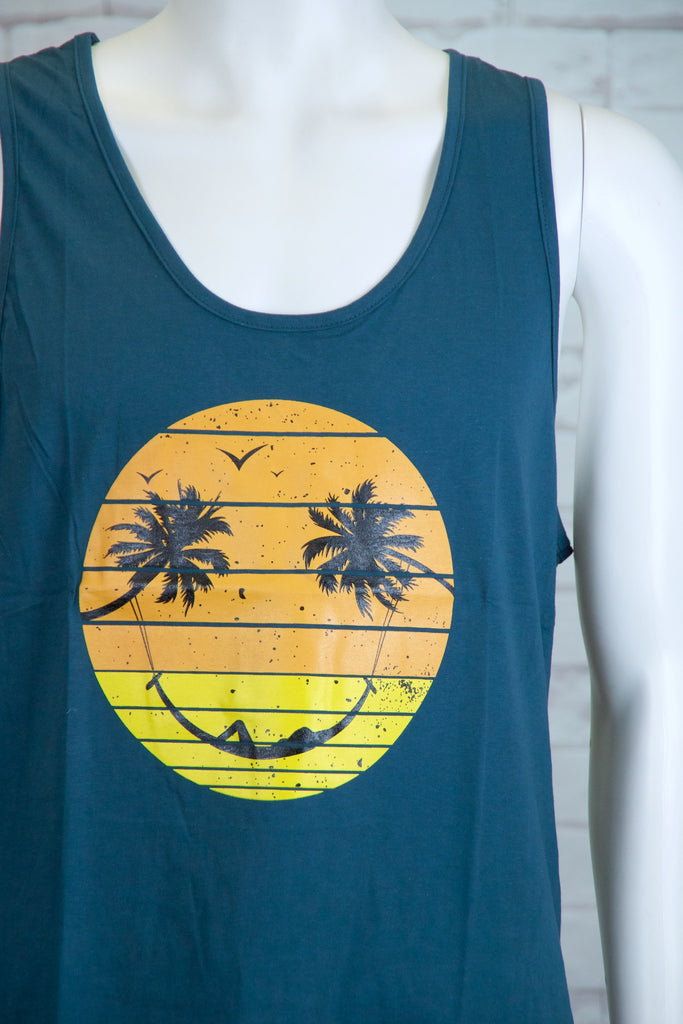 Tank Top | Beach Vibes - aqua, beach, beach vibes, black, colours, graphic, green, man, men, red, Tank Top, teal, unisex, world - Wander Emporium