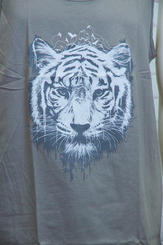 Tank Top | Tiger - aqua, beach, beach vibes, black, colours, graphic, green, man, men, record player, records, red, Tank Top, teal, unisex, world - Wander Emporium