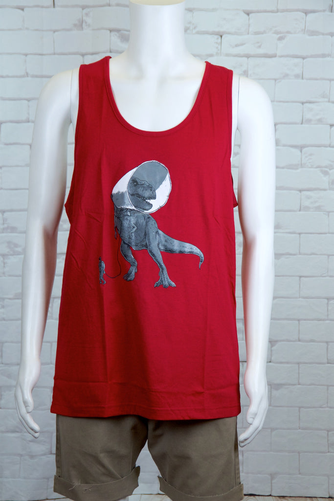 Tank Top | T-Rex and A Cone - 3d glasses, aqua, black, colours, graphic, green, man, men, monkey, red, see no evil, Tank Top, teal, unisex, world - Wander Emporium