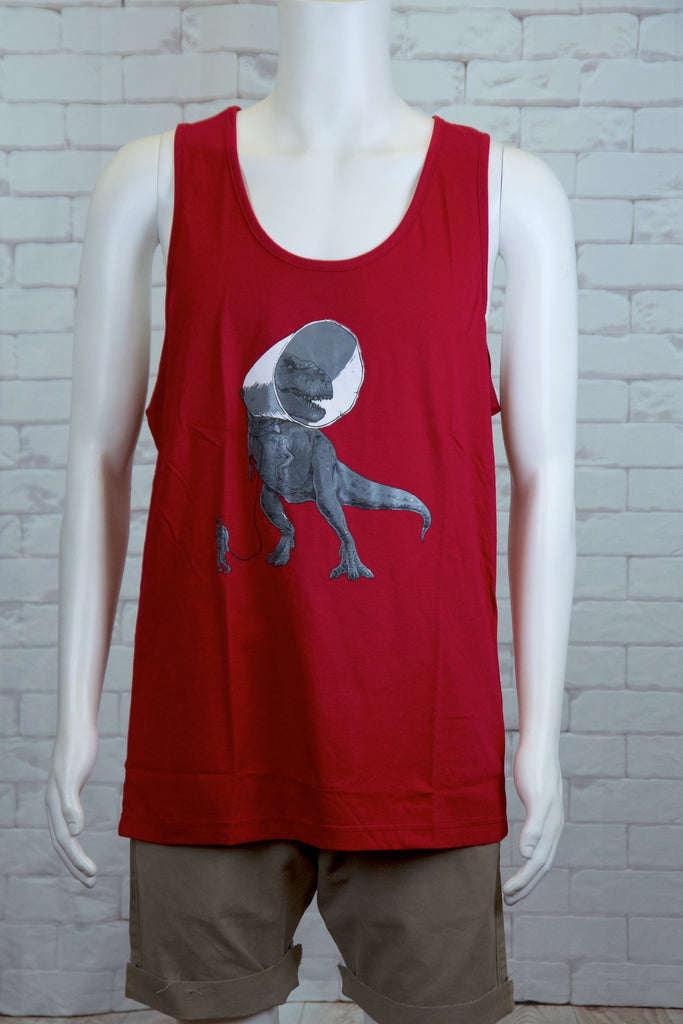 Tank Top | T-Rex and A Cone - 3d glasses, aqua, black, colours, graphic, green, man, men, monkey, red, see no evil, Tank Top, teal, unisex, world - Wander Emporium
