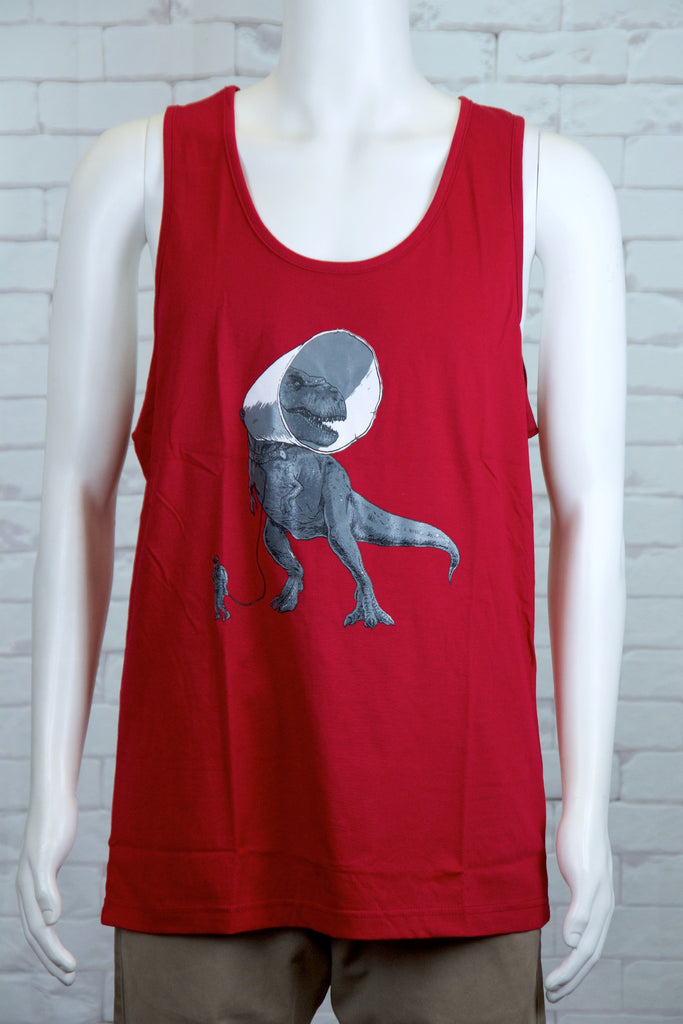 Tank Top | T-Rex and A Cone - 3d glasses, aqua, black, colours, graphic, green, man, men, monkey, red, see no evil, Tank Top, teal, unisex, world - Wander Emporium