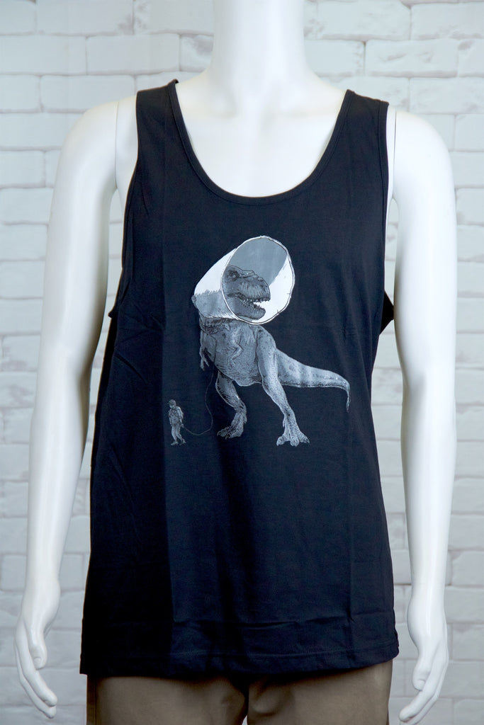 Tank Top | T-Rex and A Cone - 3d glasses, aqua, black, colours, graphic, green, man, men, monkey, red, see no evil, Tank Top, teal, unisex, world - Wander Emporium
