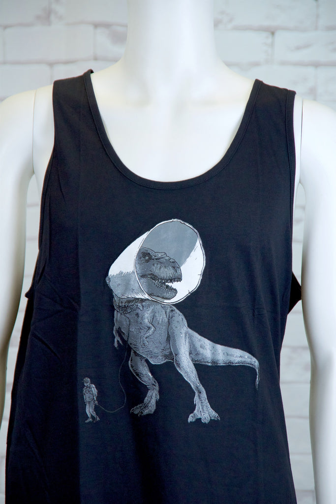 Tank Top | T-Rex and A Cone - 3d glasses, aqua, black, colours, graphic, green, man, men, monkey, red, see no evil, Tank Top, teal, unisex, world - Wander Emporium
