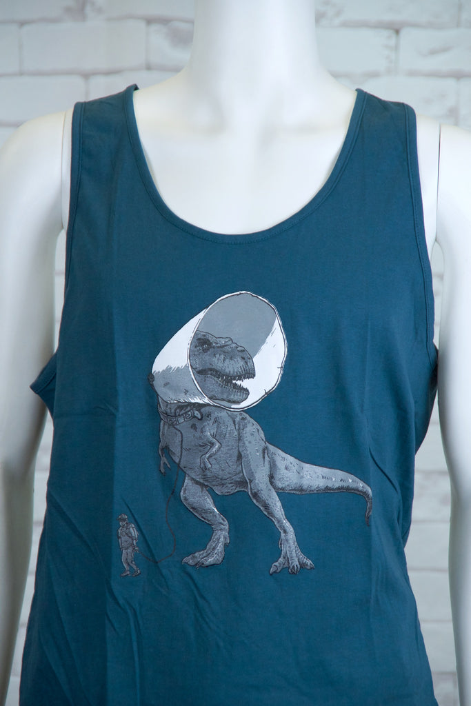 Tank Top | T-Rex and A Cone - 3d glasses, aqua, black, colours, graphic, green, man, men, monkey, red, see no evil, Tank Top, teal, unisex, world - Wander Emporium