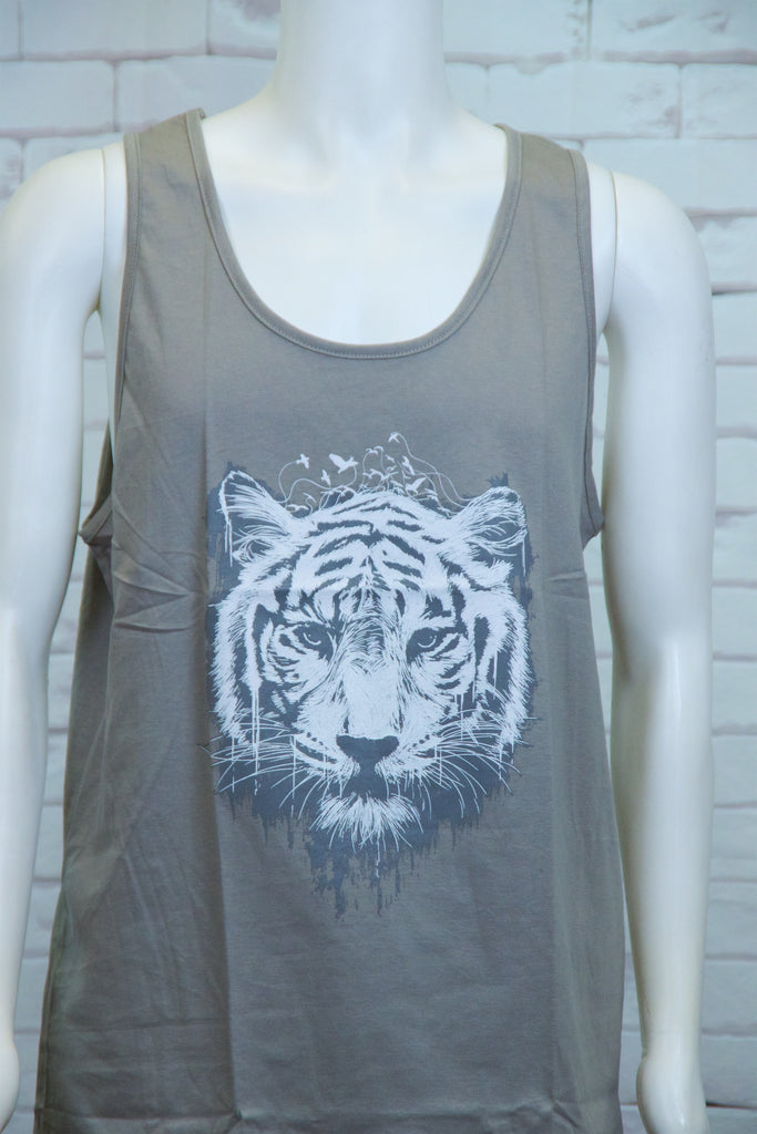 Tank Top | Tiger - aqua, beach, beach vibes, black, colours, graphic, green, man, men, record player, records, red, Tank Top, teal, unisex, world - Wander Emporium