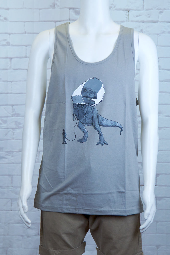 Tank Top | T-Rex and A Cone - 3d glasses, aqua, black, colours, graphic, green, man, men, monkey, red, see no evil, Tank Top, teal, unisex, world - Wander Emporium