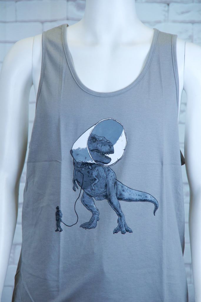 Tank Top | T-Rex and A Cone - 3d glasses, aqua, black, colours, graphic, green, man, men, monkey, red, see no evil, Tank Top, teal, unisex, world - Wander Emporium