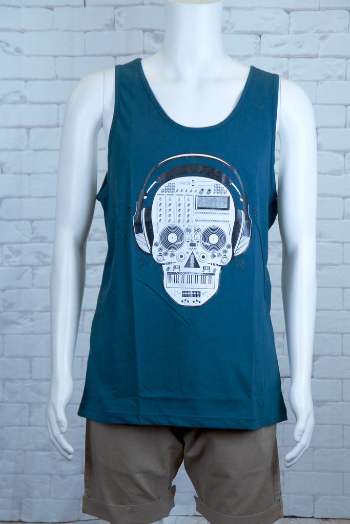 Tank Top | Headphones - 3d glasses, aqua, black, colours, graphic, green, man, men, monkey, red, see no evil, Tank Top, teal, unisex, world - Wander Emporium