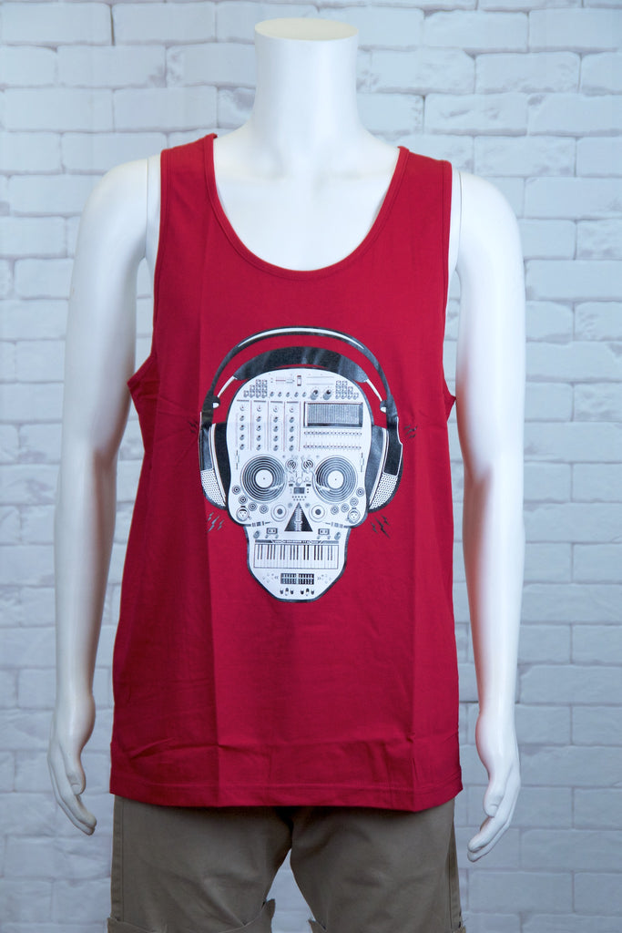 Tank Top | Headphones - 3d glasses, aqua, black, colours, graphic, green, man, men, monkey, red, see no evil, Tank Top, teal, unisex, world - Wander Emporium