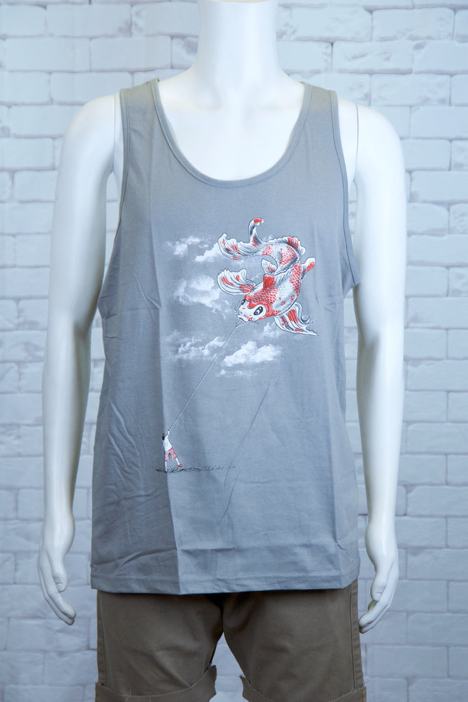 Tank Top | Koi Kite - 3d glasses, aqua, black, colours, graphic, green, man, men, monkey, red, see no evil, Tank Top, teal, unisex, world - Wander Emporium