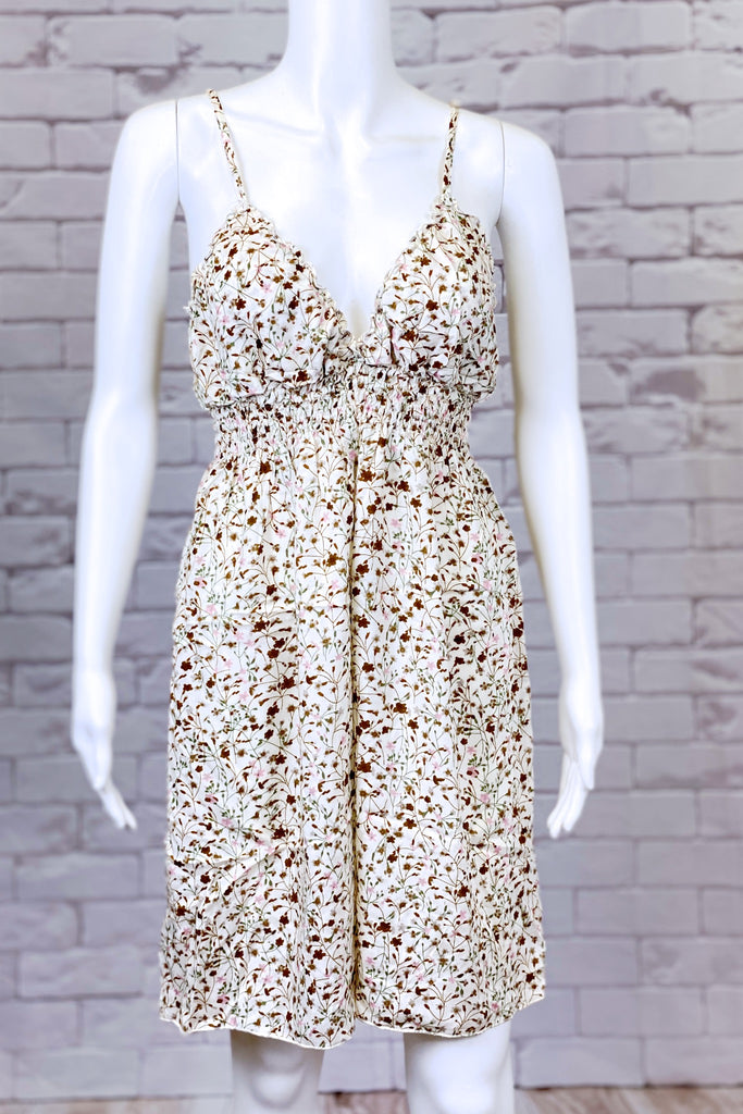 Julie Dress | Knee Length - baby doll, boho, clothing, dress, floral, ruffled, sexy, short, summer, v front - Wander Emporium