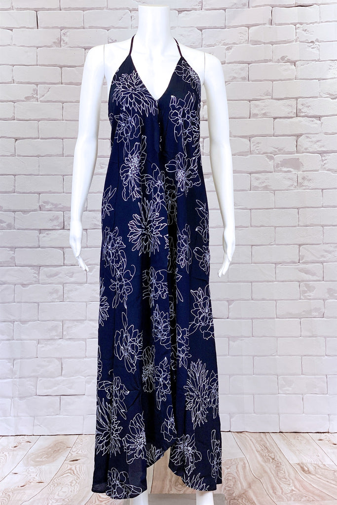 Halter Dress | Maxi - boho, bold, chik, clothing, dress, floral, halter, long, maxi, sexy, summer - Wander Emporium